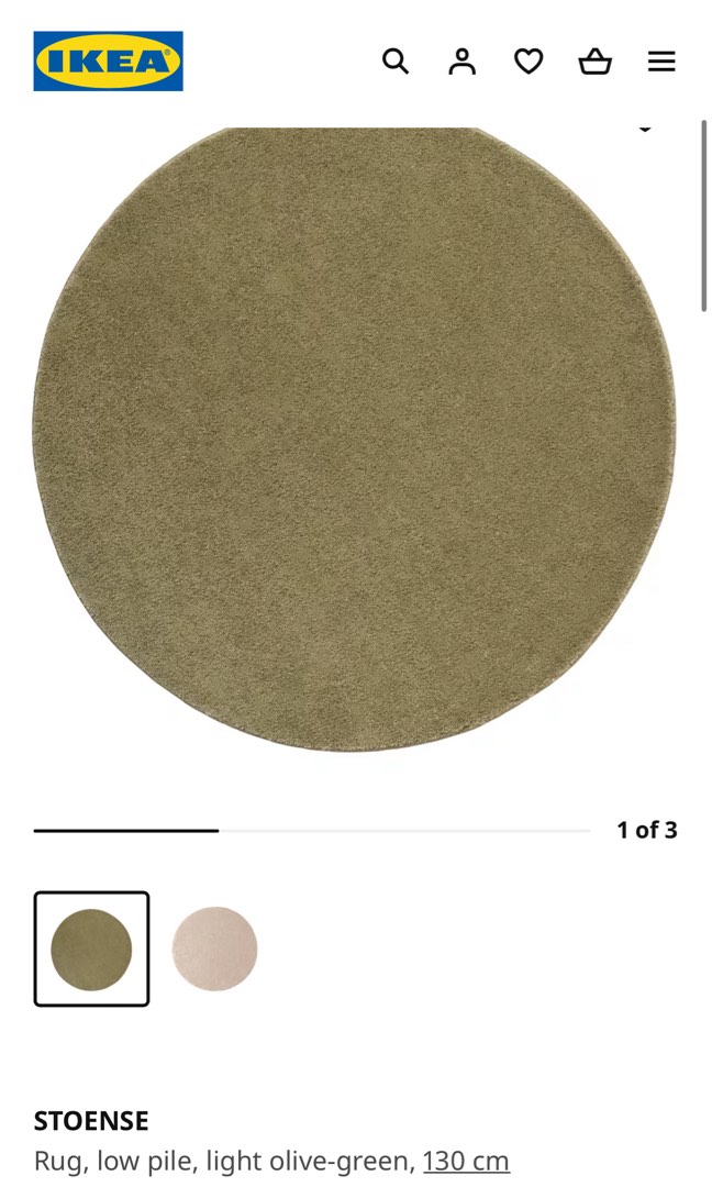 IKEA round carpet 130cm, Furniture & Home Living, Home Decor, Carpets ...