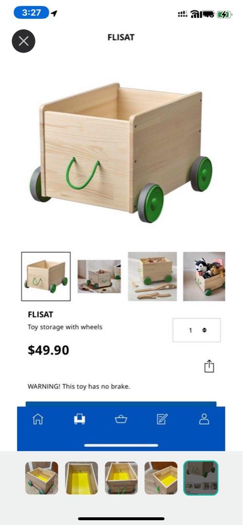Ikea toy storage with wheels, Furniture & Home Living, Home Improvement