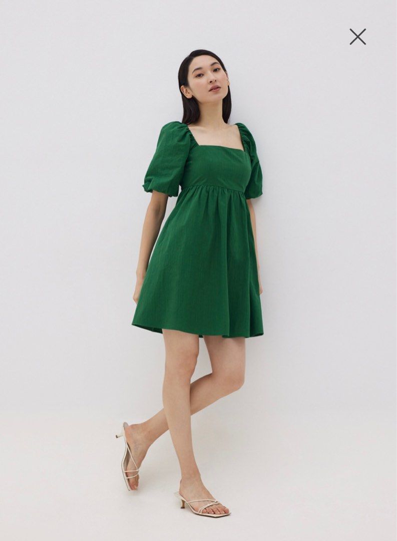 kelly green puff sleeve dress Kelly Puff Sleeve Dress Small / Green main image 1