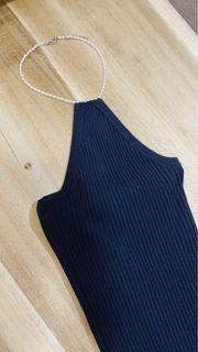 Line & Dot Pearl detail ribbed knit dress