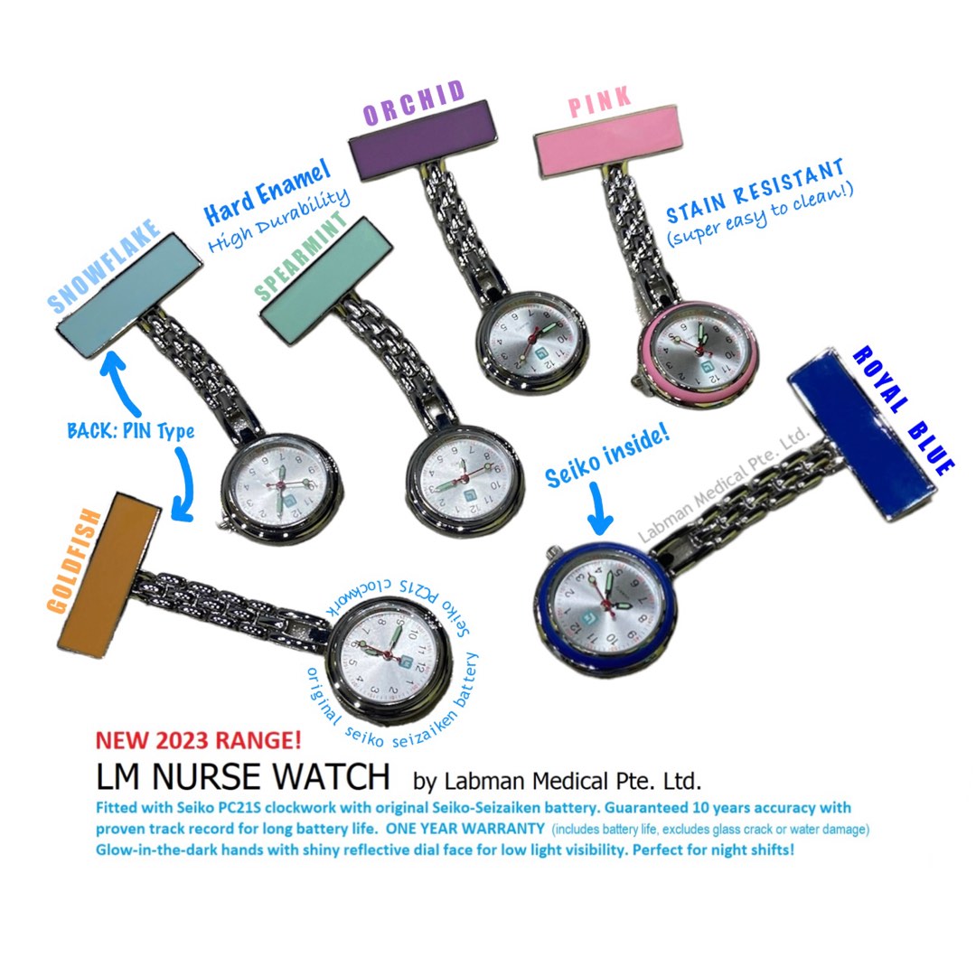 LM Nurse Watch ENAMEL SERIES seiko clockwork and battery 2023 New SG READY STOCK LABMEDSG Labman Medical Health Nutrition Medical Supplies Tools on Carousell