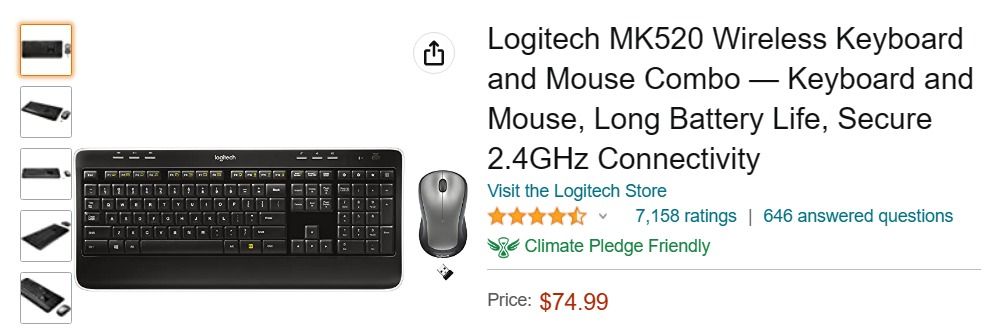 Logitech MK520 Wireless Keyboard and Mouse Combo, Computers & Tech, Parts & Computer on Carousell