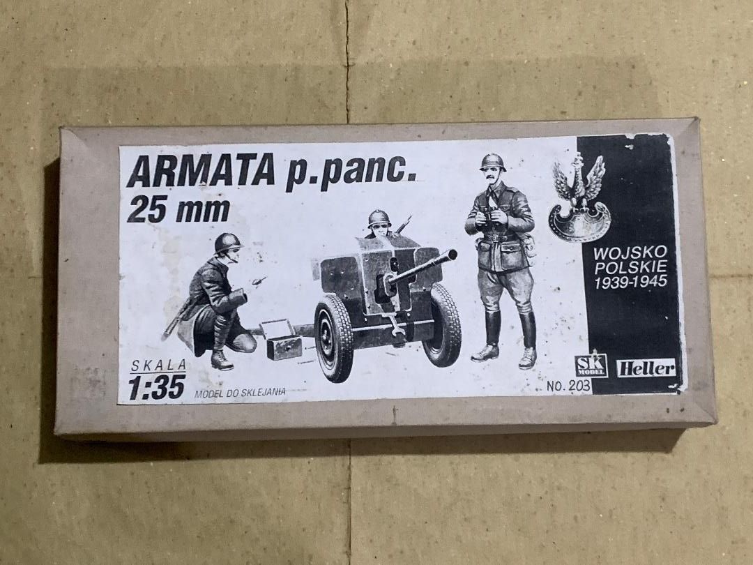 Model Kit: SK HELLER: 1:35 Scale: WW2 Polish ARMATA 25mm CANNON with ...
