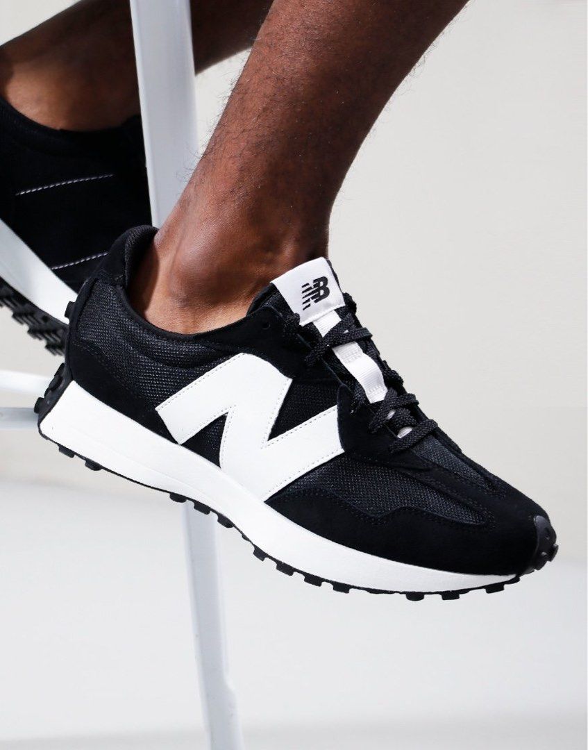 New balance 327 black and white hot sale