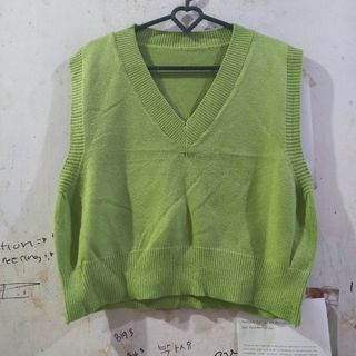 [new import] vest matcha rompi crop rajut knit