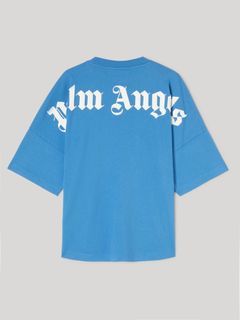 Palm Angels Classic Mock Neck Doubled Logo Tee Black Fuchsia