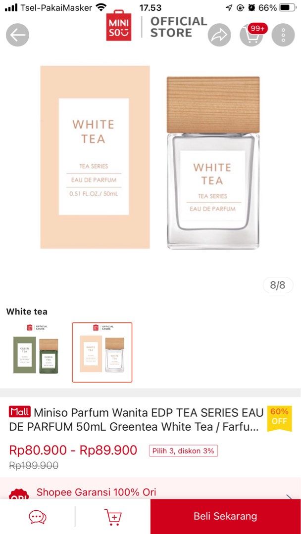 Parfum Miniso EDP White Tea, Kesehatan & Kecantikan, Parfum, Kuku
