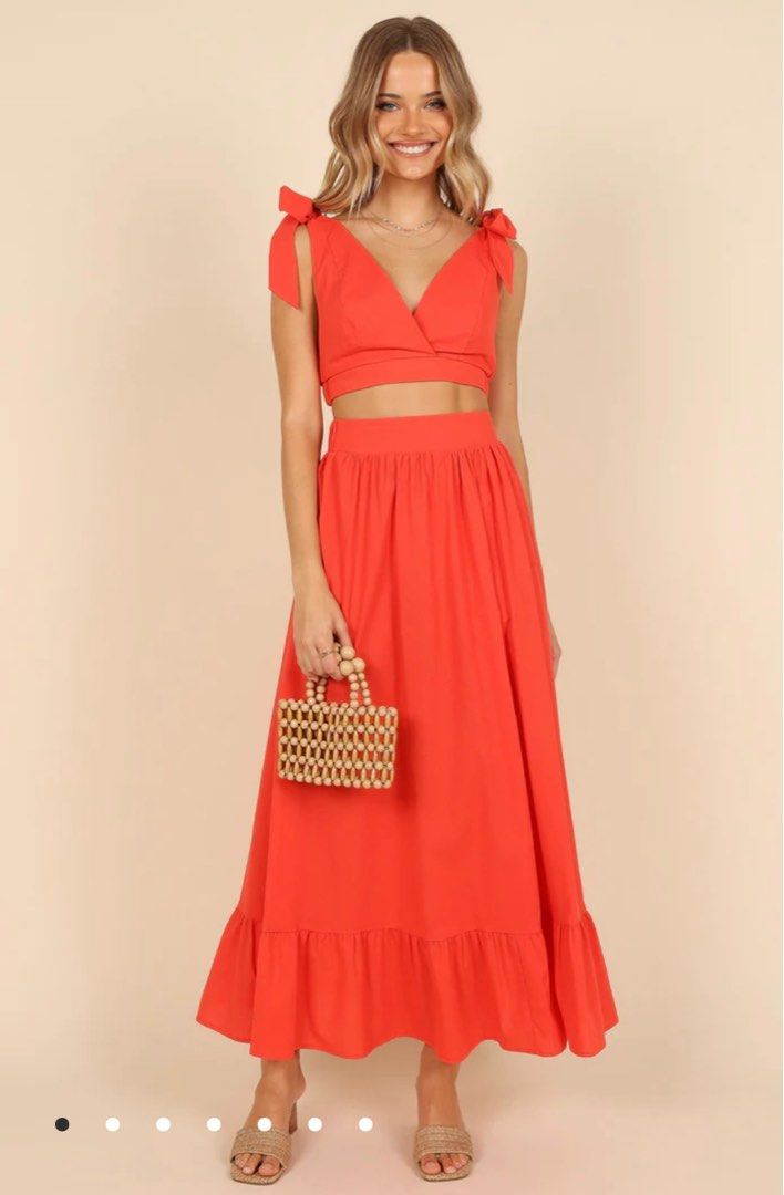 Petal Pup two piece skirt top set in red S