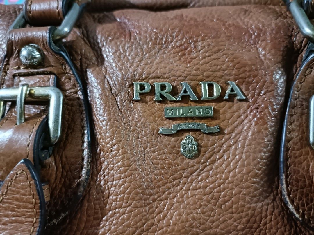PRADA BROWN 2 WAY VINTAGE BAG, Women's Fashion, Bags & Wallets