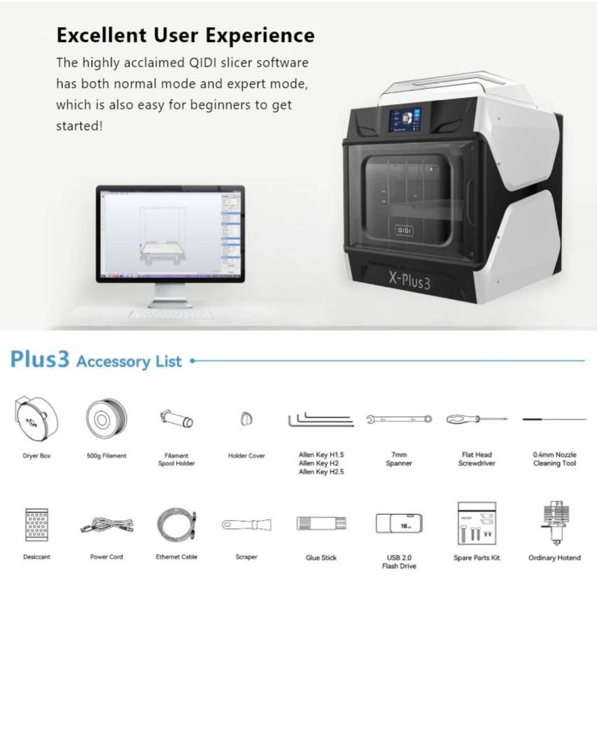 QIDI XPLUS 3 High Speed 3D Printer Klipper Firmware HighTemp 3D