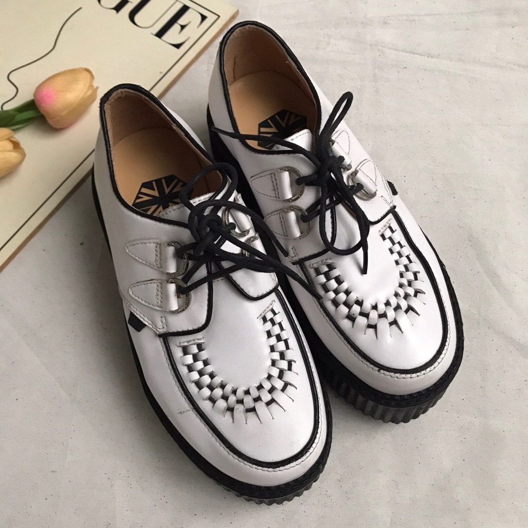 QUEEN CITY White Lether Creepers Platform 786