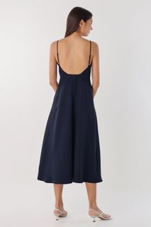 Raine Low-Back Midaxi Dress (Midnight Blue)