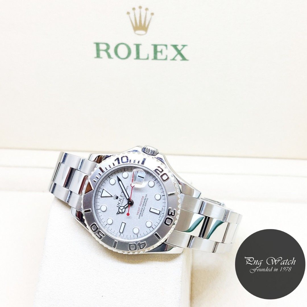 Rolex 35mm Oyster Perpetual Platinum Dial Yachtmaster Date REF 168622