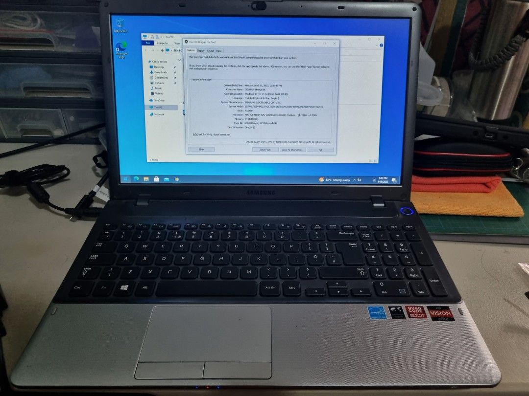 Samsung Series 3 AMD Quad-Core Laptop (Category: Laptops & Notebooks) located in Imus. Submitted by r0me5 (Listing ID 1225776820, Image 1). Description: -MODEL: NP355VC -PROCESSOR: AMD Quad Core A8-4500M @1.9 Ghz Clock-Speed -GRAPHICS: AMD Radeon HD 7640G + HD 7670M Dual GPU -RAM: 6GB (upgraded from 4GB) -STORAGE: 240GB SSD (Upgraded from slow hard drive) -DISPLAY: 15.6 Inches Anti-Reflective LED -RESOLUTION: HD 1366 x 768 Pixels -OPTICAL DRIVE: 