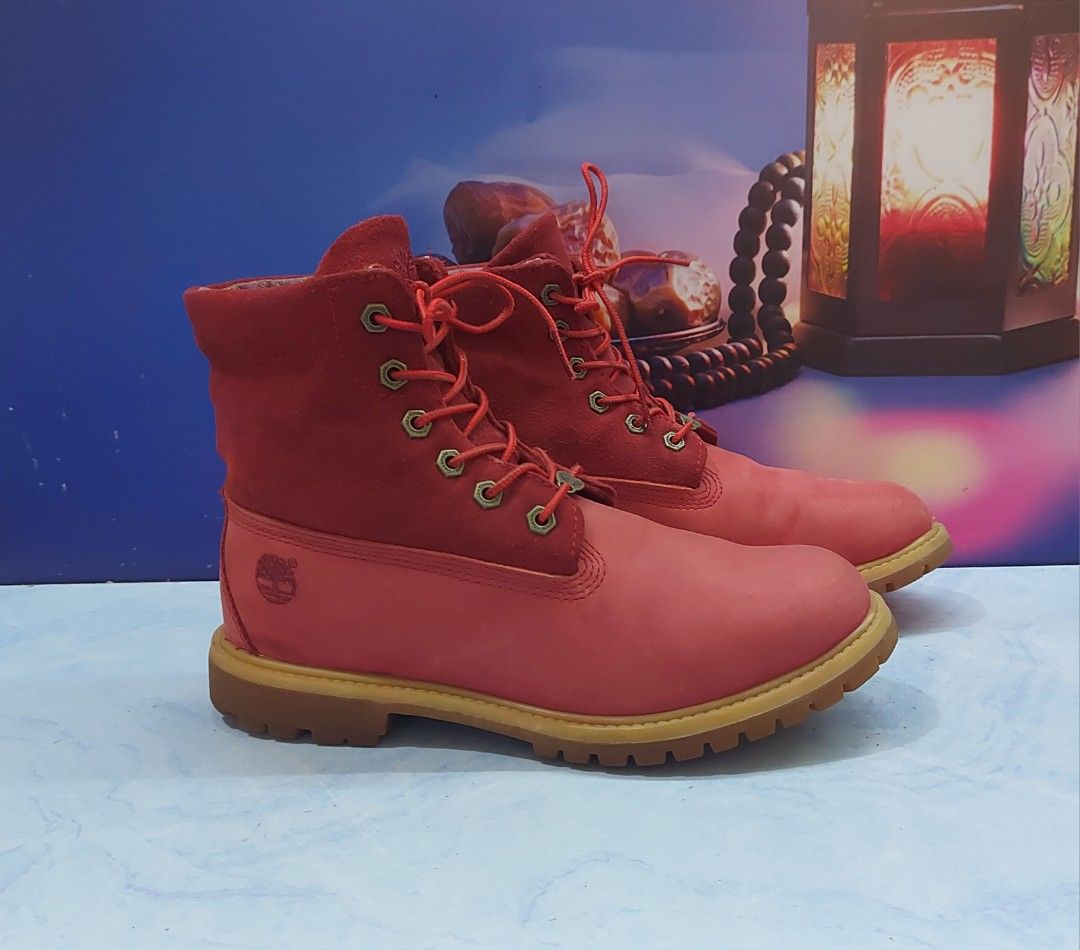Timberland Roll Top Boots 8016B Rose Red Waterproof Size 39.5