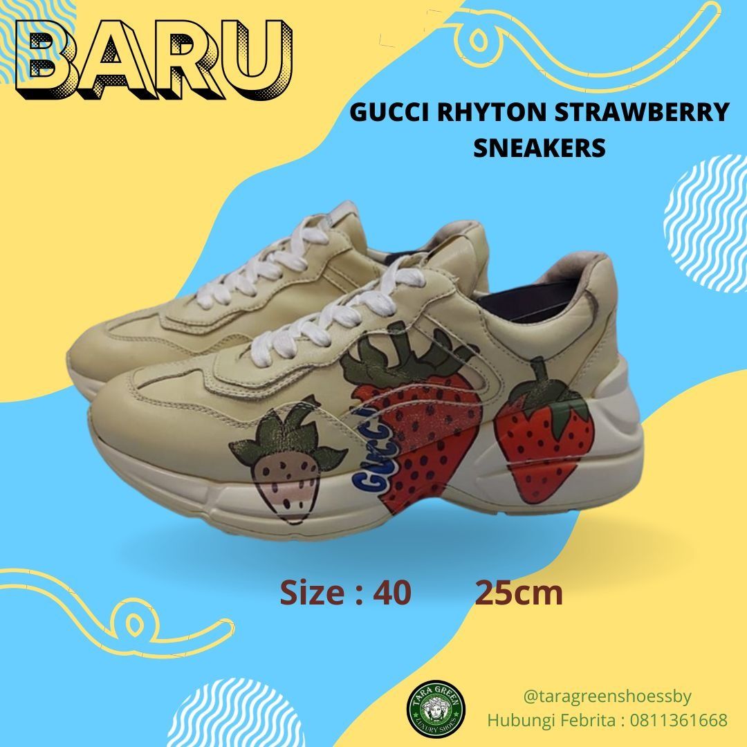 Sepatu Gucci Rhyton Strawberry Sneakers 498916 size 40