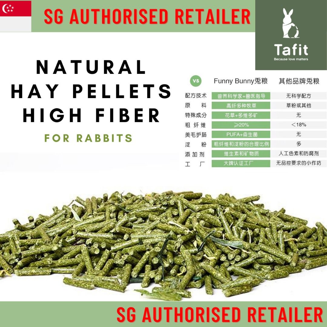 Image showcasing [SG INSTOCK] Hay Pellets Natural High Fibre For Adult Rabbits Tafit ...