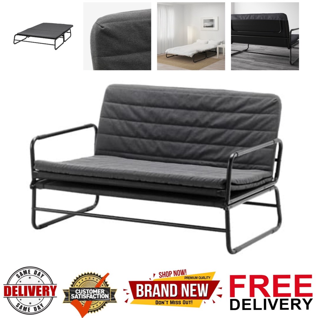 Sofa Bed, HAMMARN Sofabed Knisa dark grey/black, 120 cm, Furniture