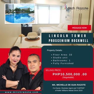 Spacious Studio Unit For Sale at Lincoln Tower Proscenium Rockwell