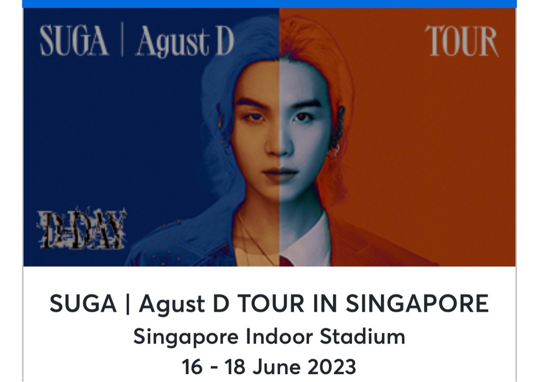 Suga Tickets (2) Singapore/Bangkok on Carousell