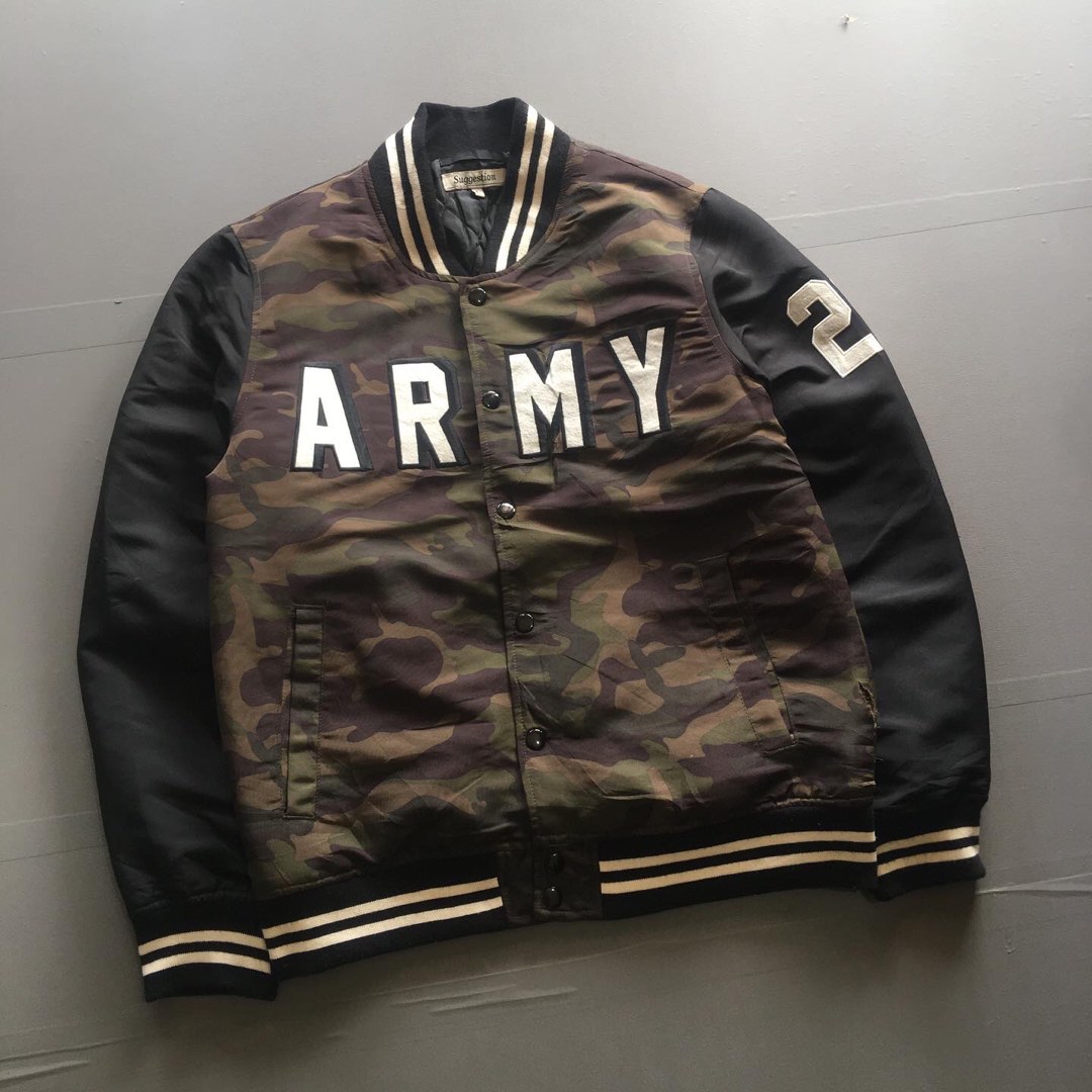 Suggestion Army Varsity Jacket on Carousell