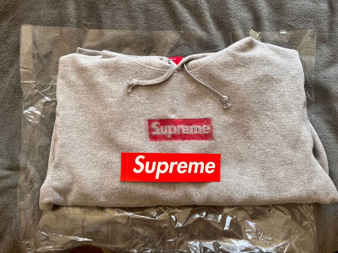 Supreme Inside Out Box Logo Hooded Sweatshirt Heather Grey