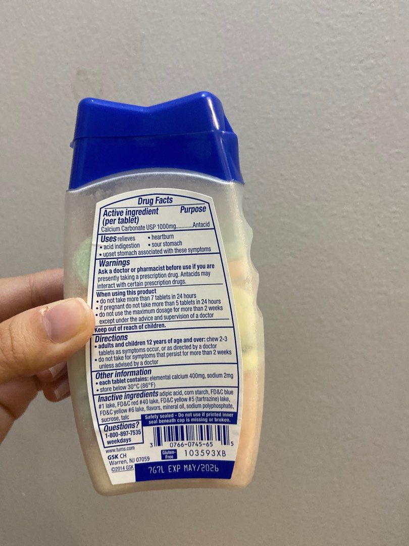 Tums Antaacid/ Calcium Carbonate, Health & Nutrition, Health