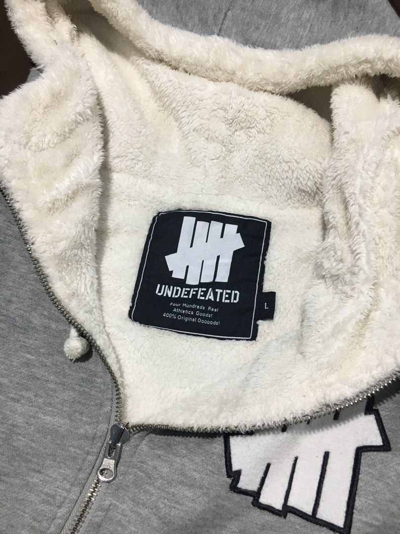 Undefeated Sherpa Zip Up Hoodie Fesyen Pria Pakaian Baju