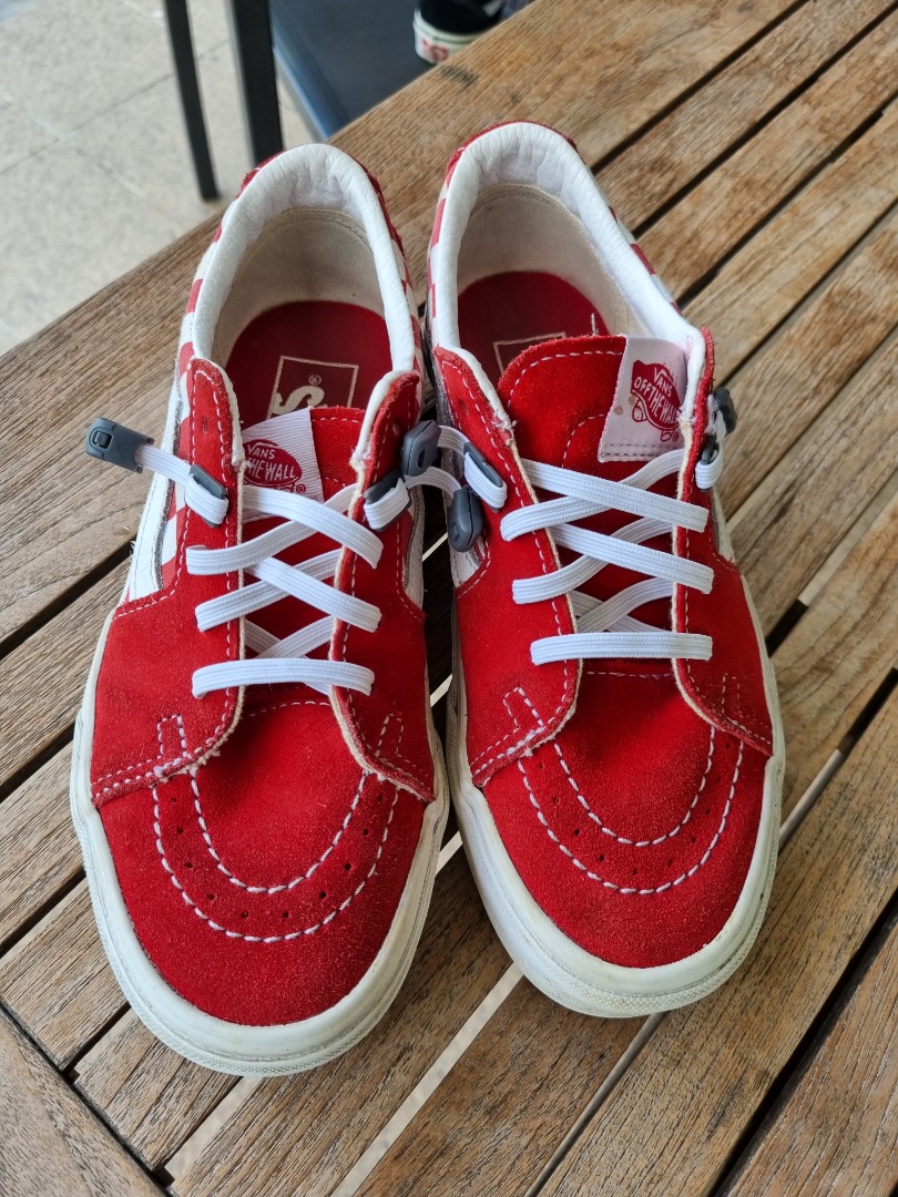 All red checkerboard deals vans