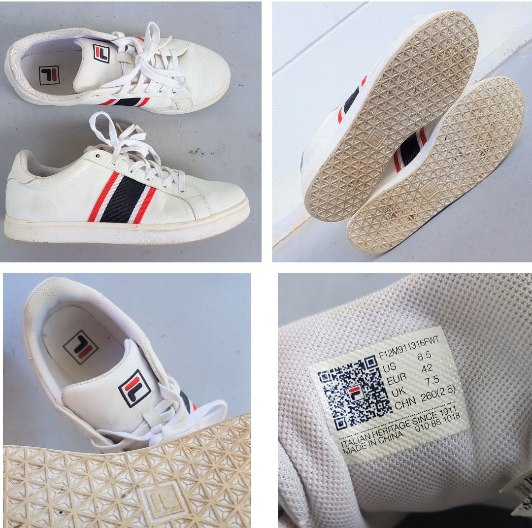 White leather fila clearance shoes