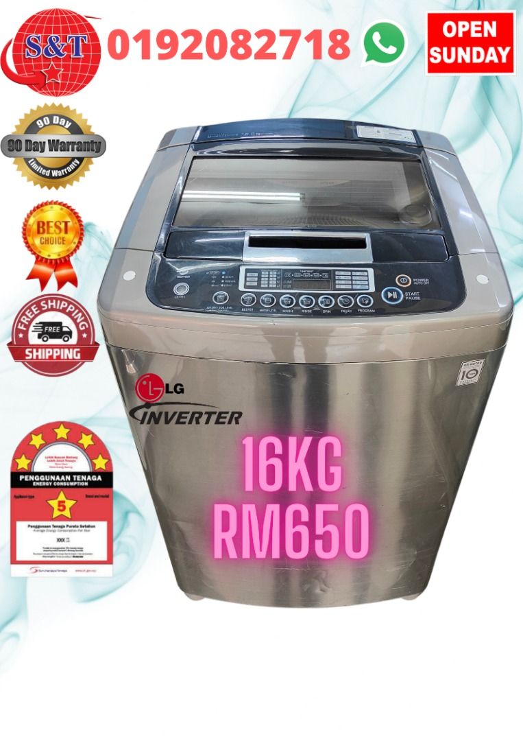 WASHING MACHINE LG 16KG INVERTER, TV & Home Appliances, Washing