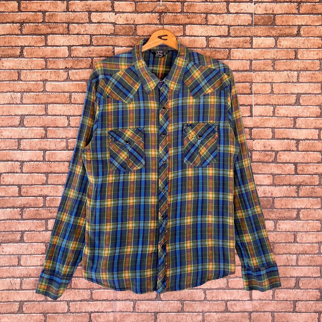 Salt Valley Western Flannel Plaid Button Ups Shirt Men s Fashion