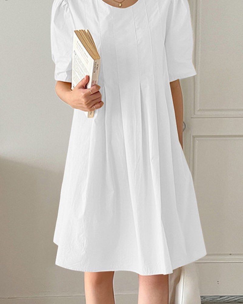 dress putih casual Dress putih wanita gemuk, Gaun kasual putih gemuk ukuran besar untuk perempuan