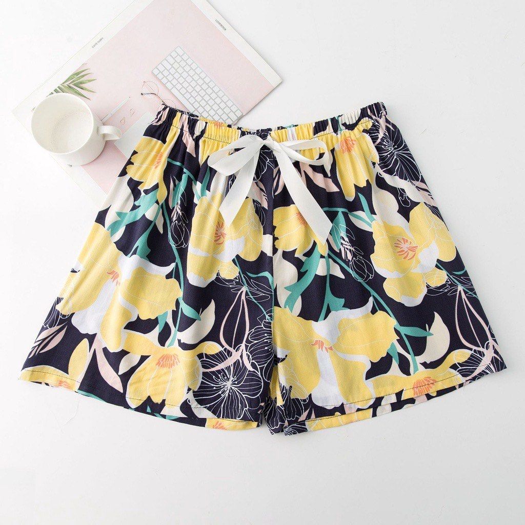 Women Summer High Waist Plus Size Floral Wide Leg Shorts Loose Casual Short  Pants