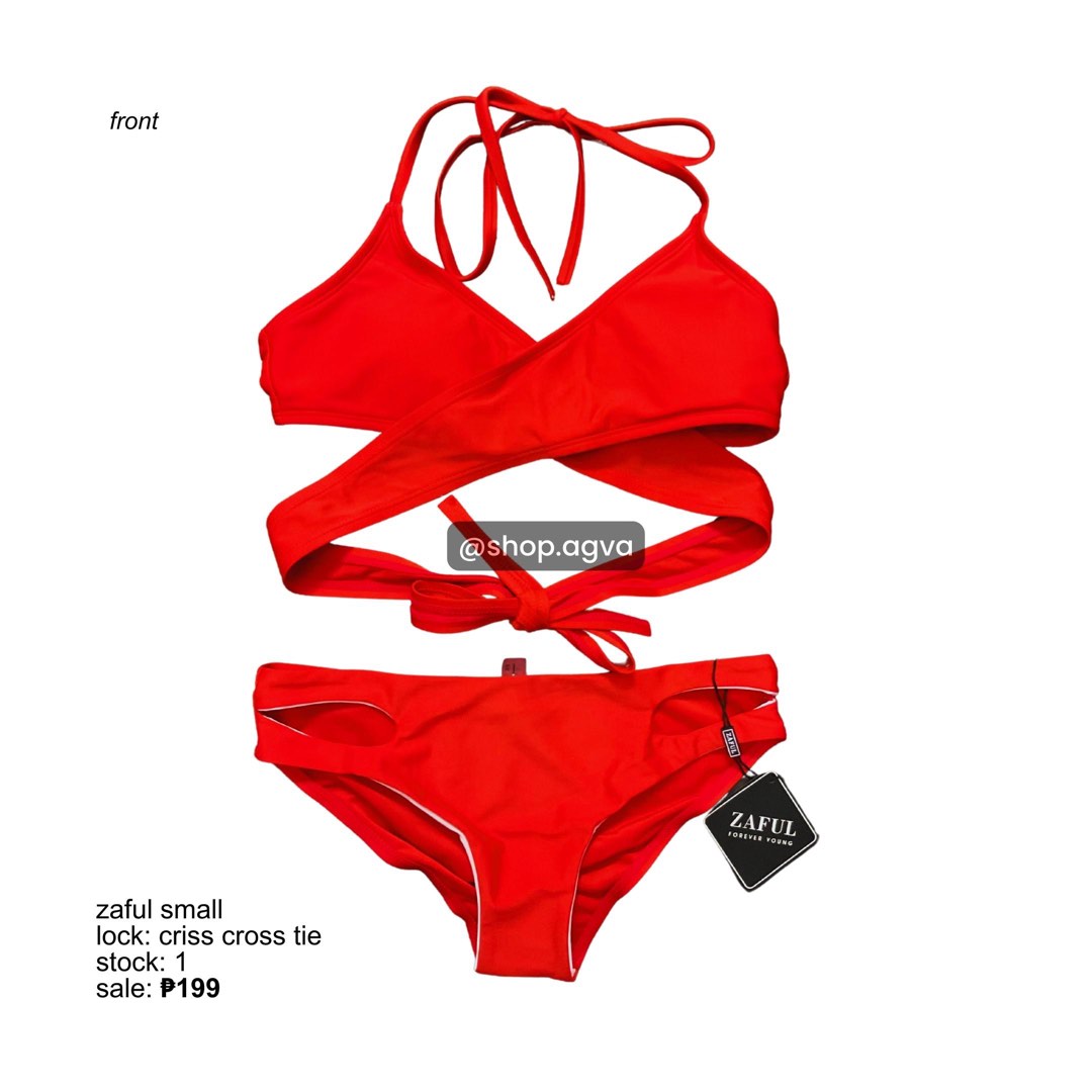 Zaful Red Wrap-around Two-piece Bikini, Women's Fashion, Swimwear