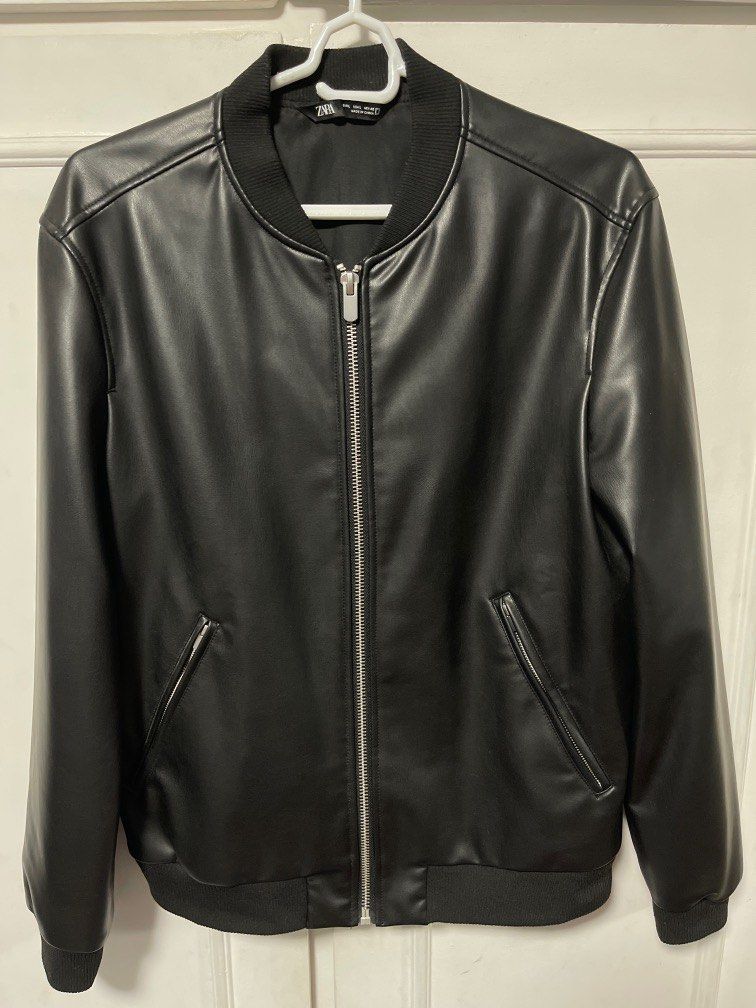 Zara Faux Leather Bomber Jacket on Carousell