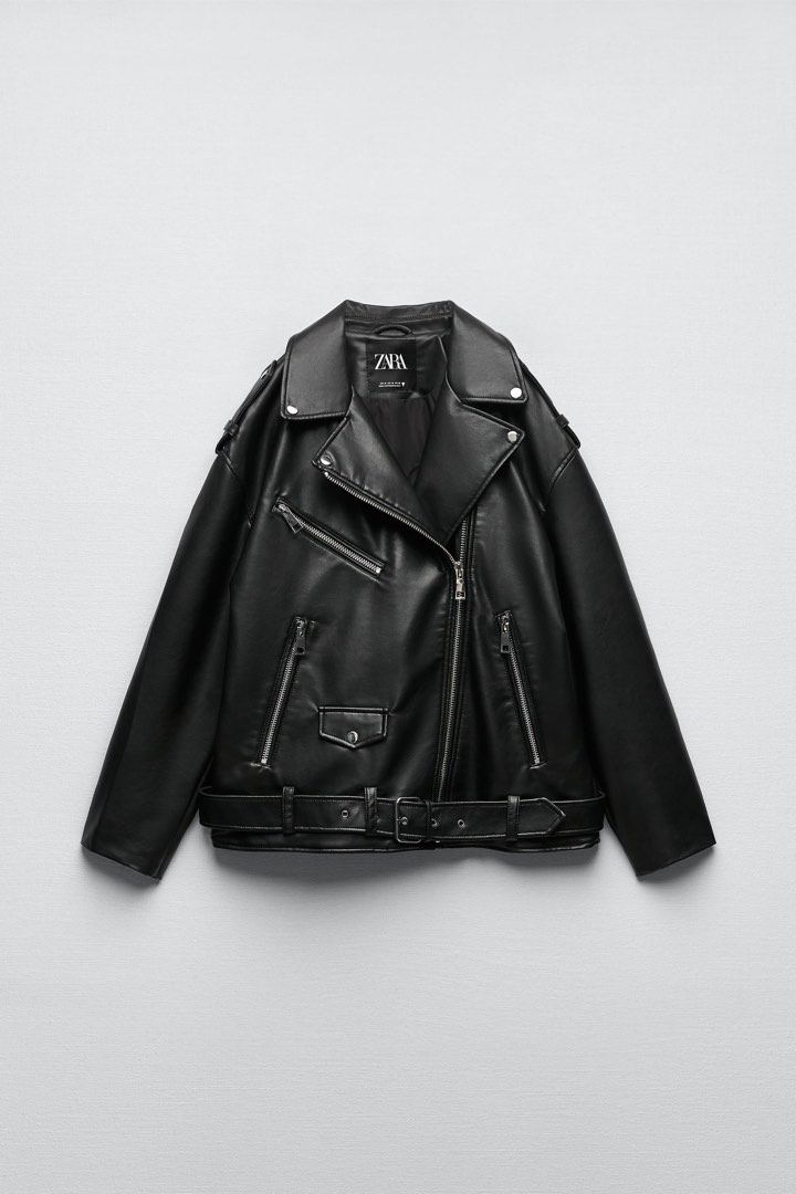 ZARA Oversized Leather Jacket, Men's Fashion, Coats, Jackets and ...