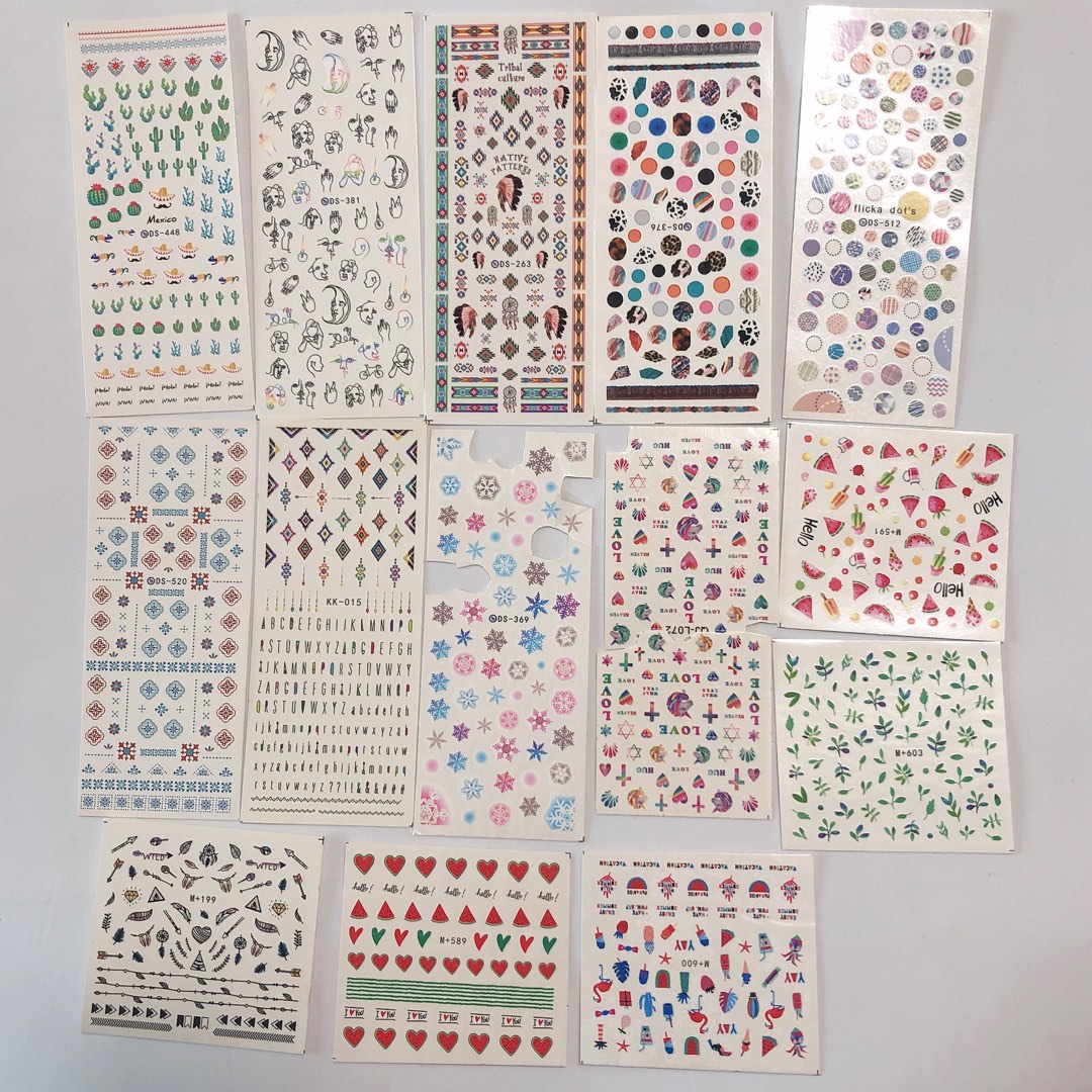 [$10/4張] 美甲貼紙 水印美甲貼紙 貼紙 nail stickers, 美容＆個人護理, 指甲美容＆其他 - Carousell