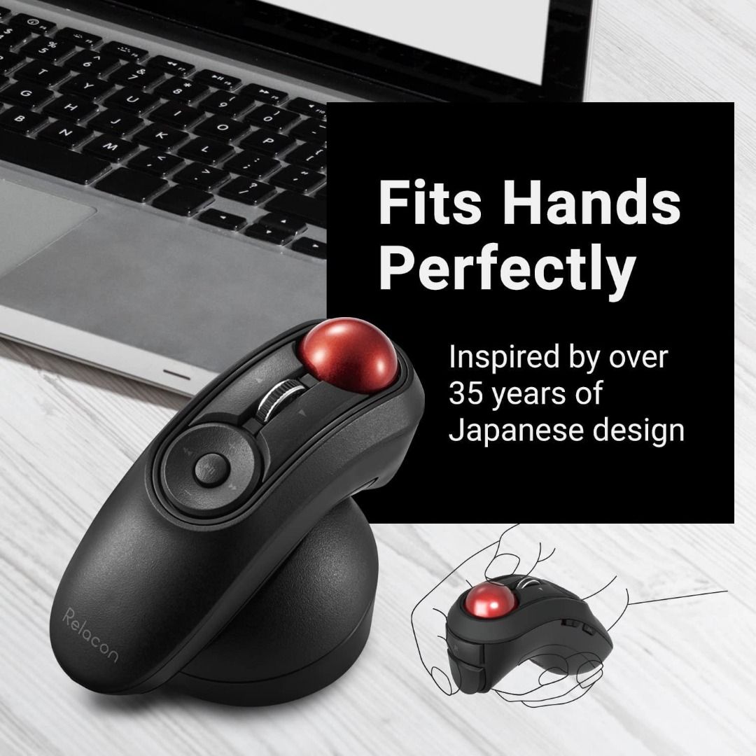 [3829] ELECOM Relacon Handheld Trackball Mouse, Thumb Control, 2.4GHz ...