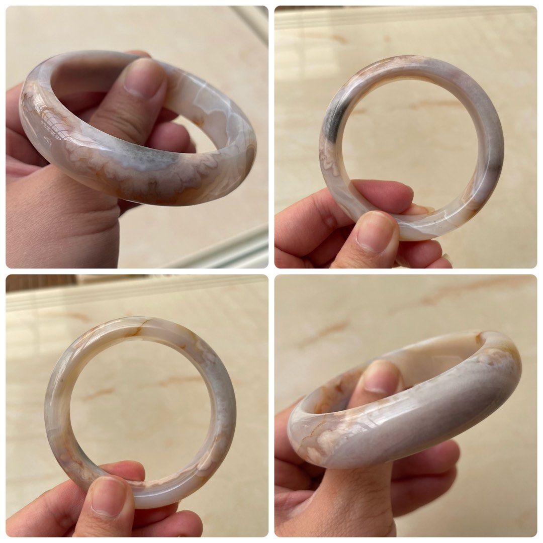 A007櫻花瑪瑙手鐲圈口57.8, 她的時尚, 珠寶、飾品與收納, 寶石在旋轉拍賣