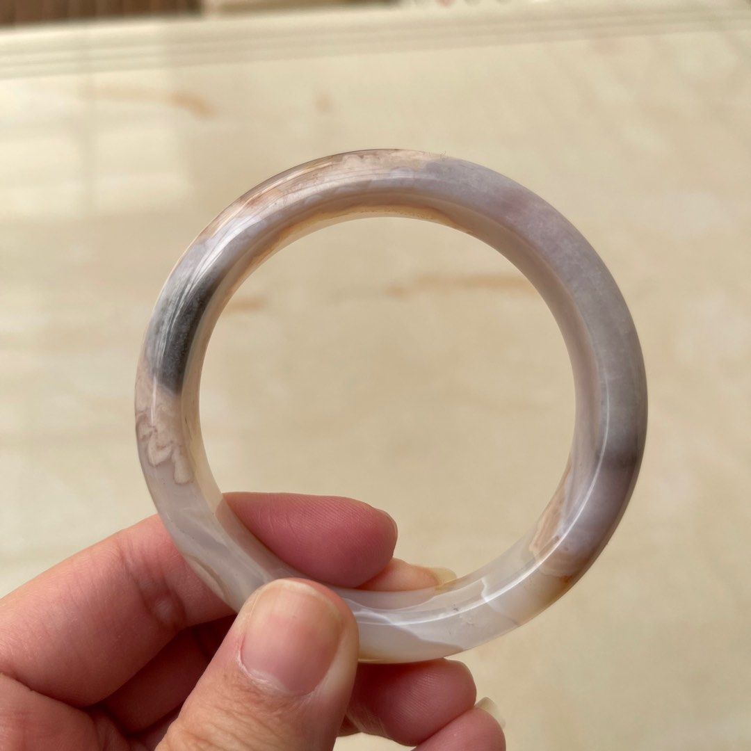 A007櫻花瑪瑙手鐲圈口57.8, 她的時尚, 珠寶、飾品與收納, 寶石在旋轉拍賣 