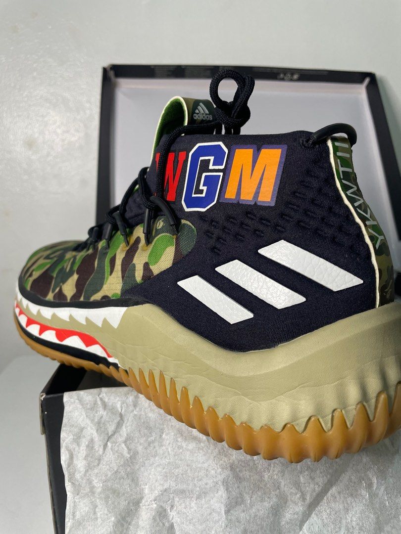 Adidas Dame 4 x Bape (Category: Sneakers) located in Quezon City. Submitted by ledgeve (Listing ID 1225961390, Image 3). Description: AUTHENTIC Adidas Dame 4 x Bape Size: US 11.5, UK 11 Condition: 9.5/10 Color Rate: 10/10 Selling for: 17000php ✔️Complete; Shoes & Box ✔️Original Receipt Honest Issues: The box is dusty (exterior) 🎧Videos & Pictures of the listed item are available through chat 💰RFS: Resell 📦For Pickup: Please Schedule 📦For Meet