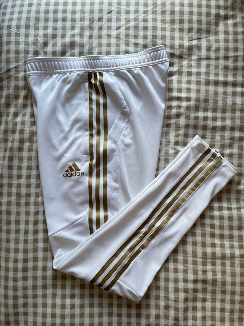 White gold adidas pants top