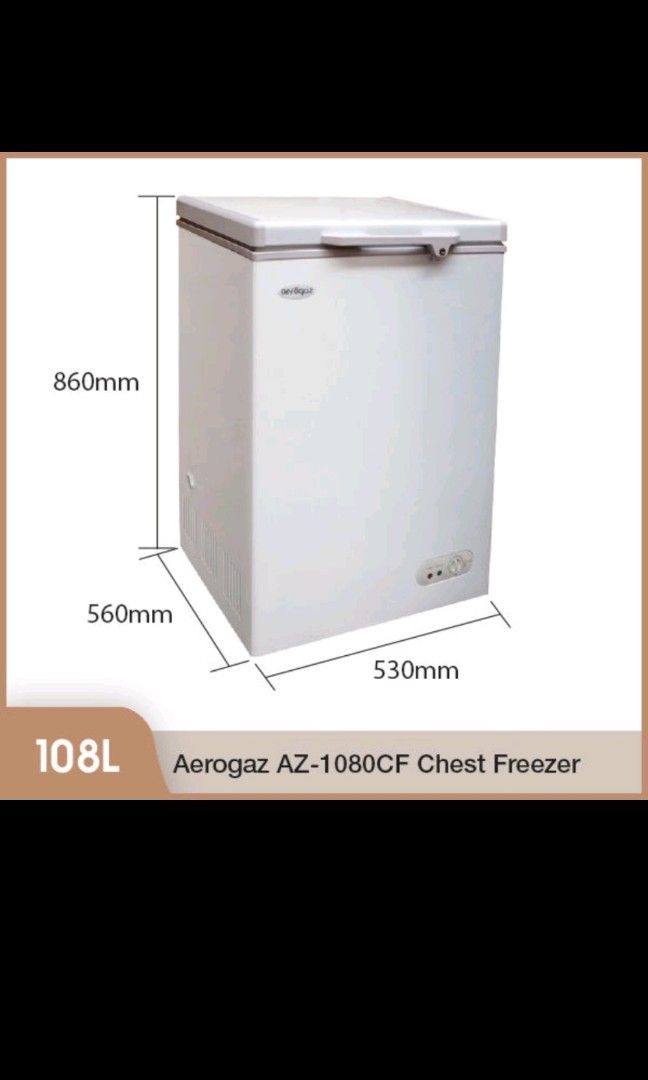 100L Aerogaz Chest Freezer AZ1080CF, TV & Home Appliances, Kitchen