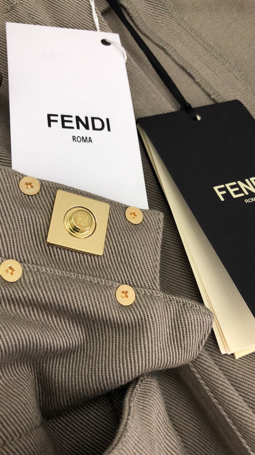 Fendi 2025 Pleated Denim Skirt Blue Cotton