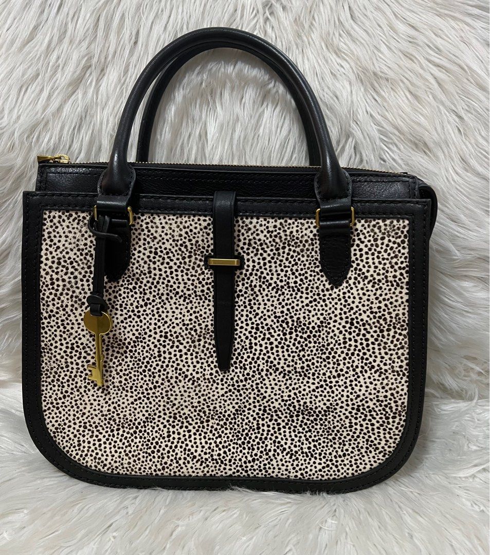 Buy the Womens Black Tan Leopard Print Possibly Mink Fur Crossbody Bag Purse  | GoodwillFinds