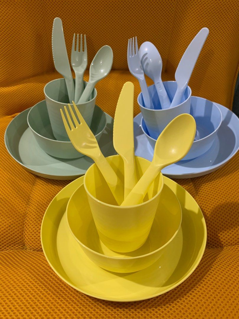 Baby / Children / Kids Tableware Dinnerware Cutlery Set (Category: Weaning & Toddler Feeding) located in Marikina City. Submitted by mom.open.cabinet (Listing ID 1226041750, Image 1). Description: BRAND: IKEA Selling it by set! MATERIALS & CARE: - Polypropylene plastic - Microwave-safe; heat food up to 100°C. - Dishwasher-safe up to 70°C. PRODUCT SIZE: - PLATE - Diameter:19 cm - BOWL: - Diameter: 12 cm - CUP: - Volume: 230 ml.