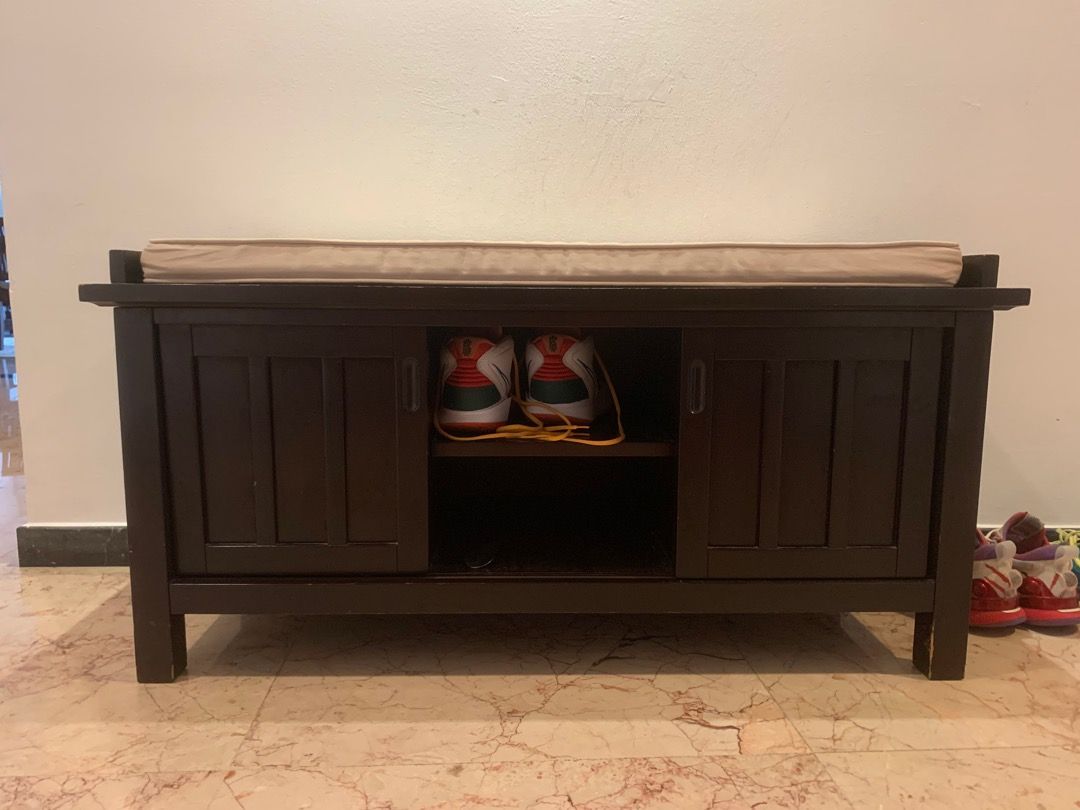 Crate and barrel shoe bench on sale