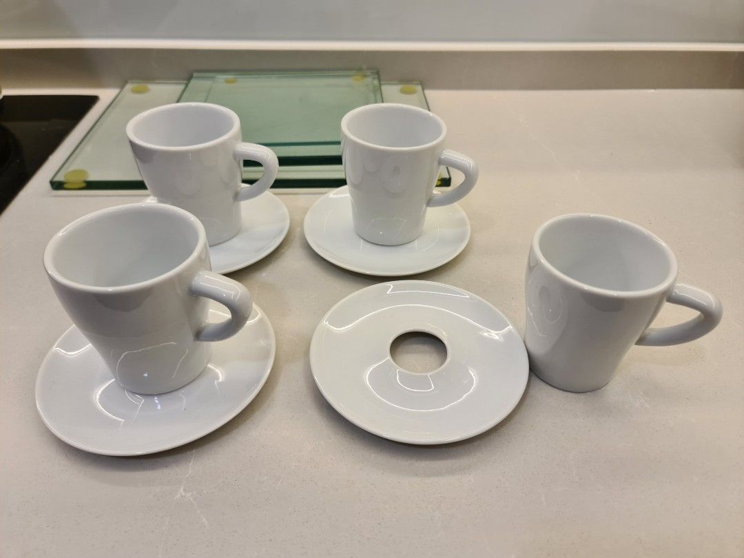 Bodum Hole In One Espresso Cup & Saucer, Set of 4, Furniture & Home