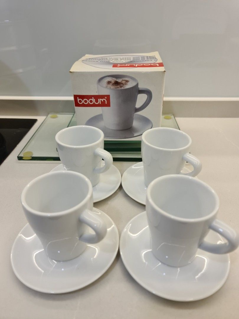 Bodum Hole In One Espresso Cup & Saucer, Set of 4, Furniture & Home